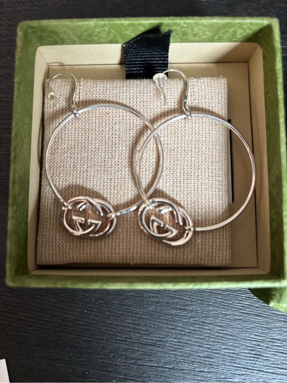 Gucci Sterling Silver Interlocking G Hoop Earrings - Picture 2 of 13